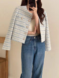 Elegant Tweed Cardigan Short Coat