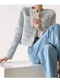 Elegant Tweed Cardigan Short Coat