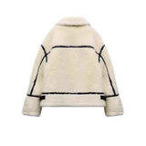 Versatile Contrast Color Fur Integrated Lamb Fleece Warm Thickened Jacket Coat